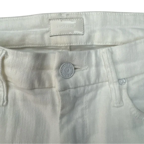 MOTHER Exclusive Fairest Of Them All The Weekender Fray Jeans Crisp White Sz 25 - Picture 4 of 7